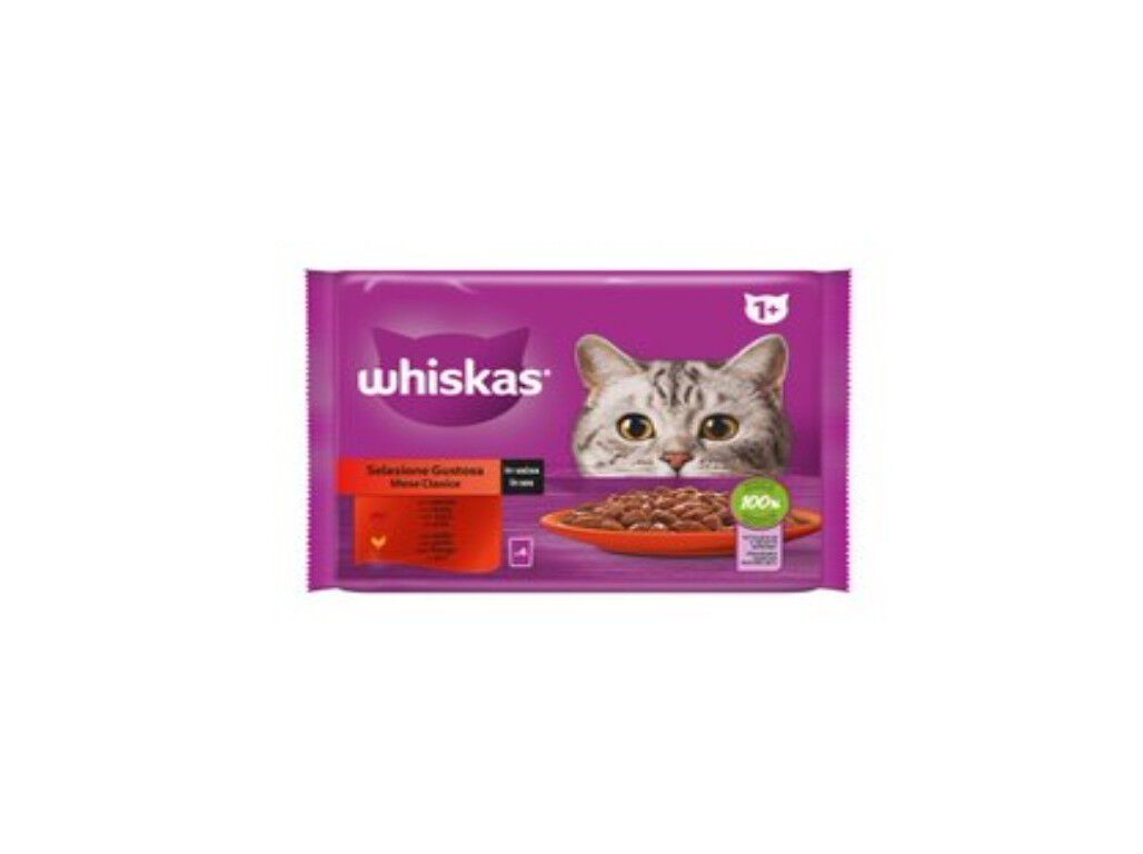 COMIDA H&Uacute;MIDA GATO WHISKAS CARNE 4X85G