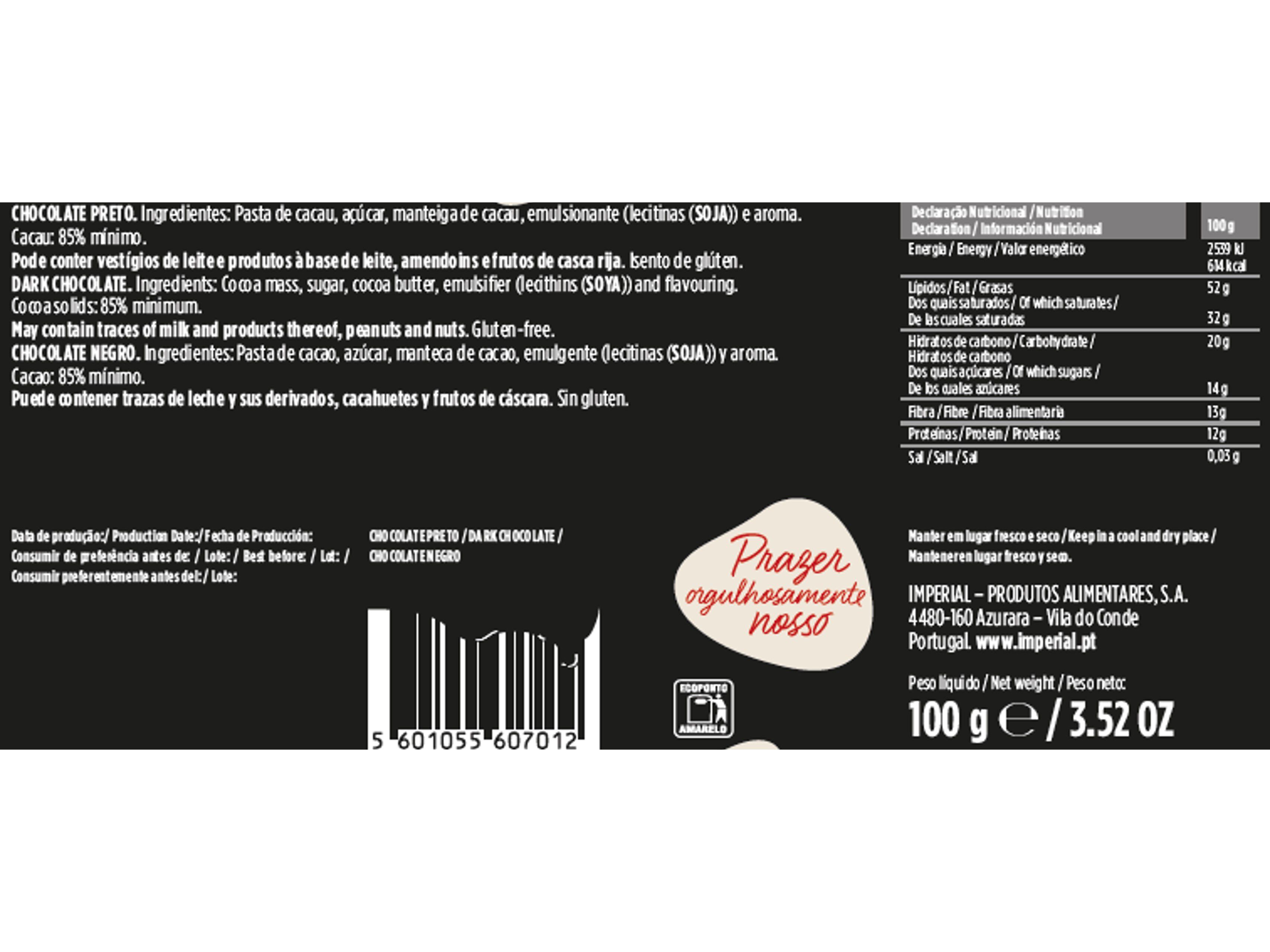 CHOCOLATE REGINA NEGRO 85% VEGAN 100G image number 1