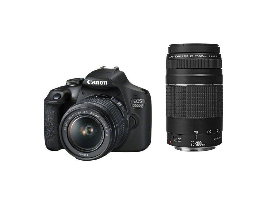 M&Aacute;QUINA FOTOGR&Aacute;FICA REFLEX CANON EOS 2000D + EF-S 18-55MM F/3.5-5.6 II + EF 75-300MM F/4.0-5.6 II