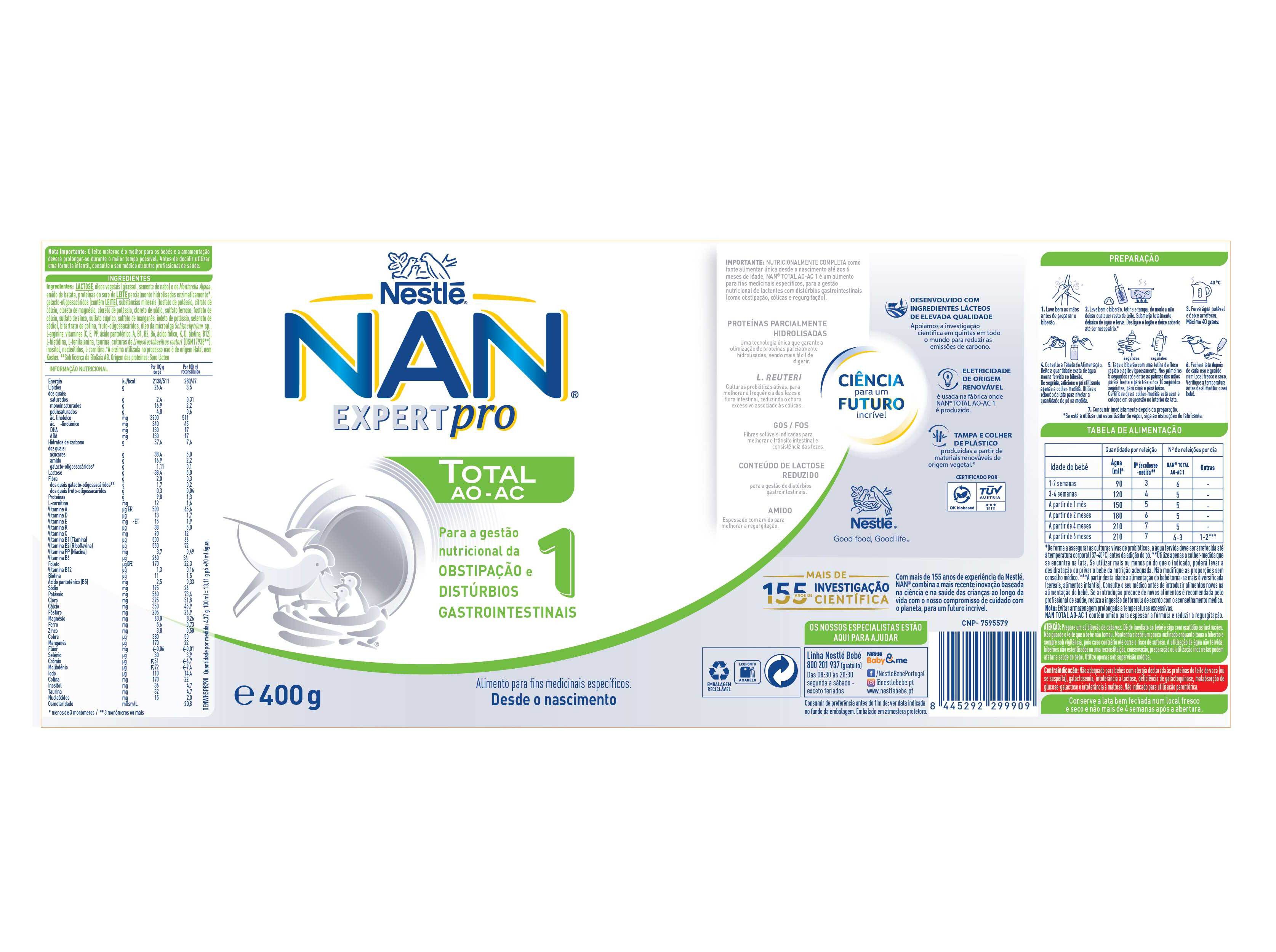 LEITE NAN EXPERTPRO TOTAL 1 AO-AC 400G image number 1