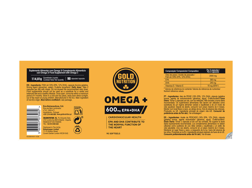 SUPLEMENTO GOLDNUTRITION &Oacute;MEGA+ 90 CAPS SOFTGEL image number 1