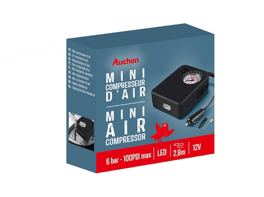 MINI COMPRESSOR AR AUCHAN COM LUZ