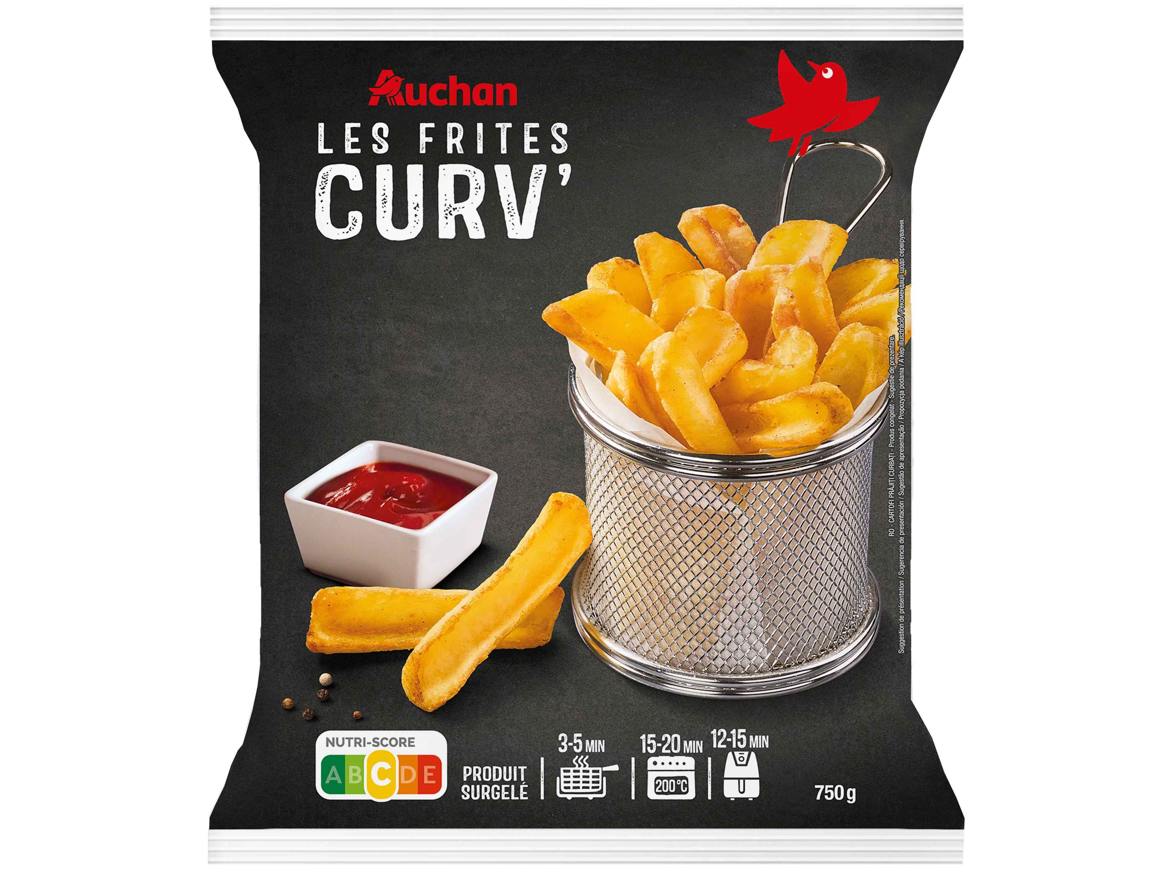BATATAS PR&Eacute;-FRITAS AUCHAN CURV' P/FORNO E AIRFRYER 750G