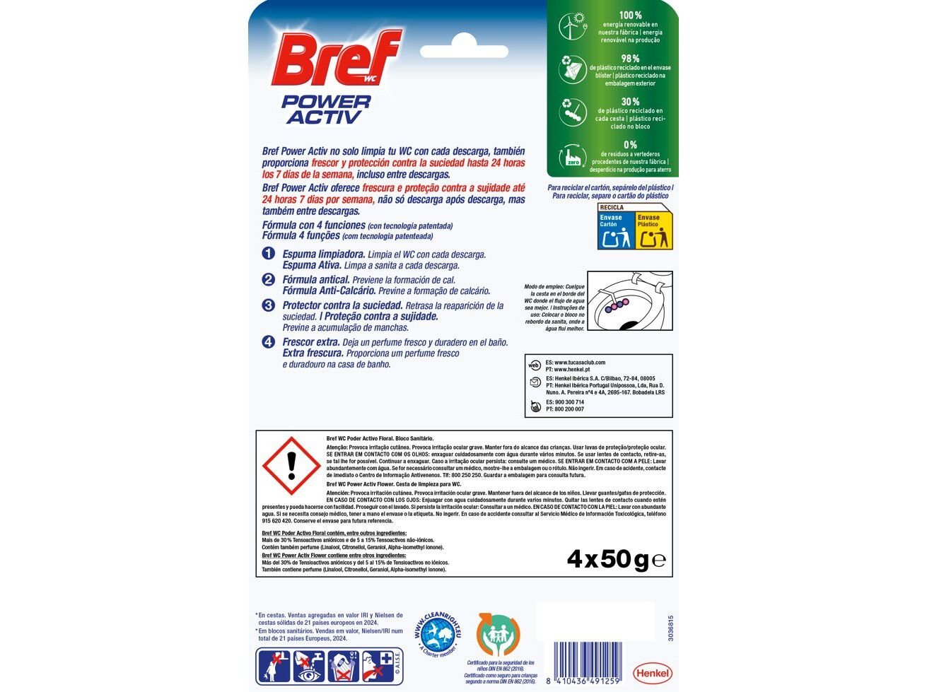 BLOCO SANIT&Aacute;RIO BREF POWER ACTIVE FLORAL 4UN image number 1