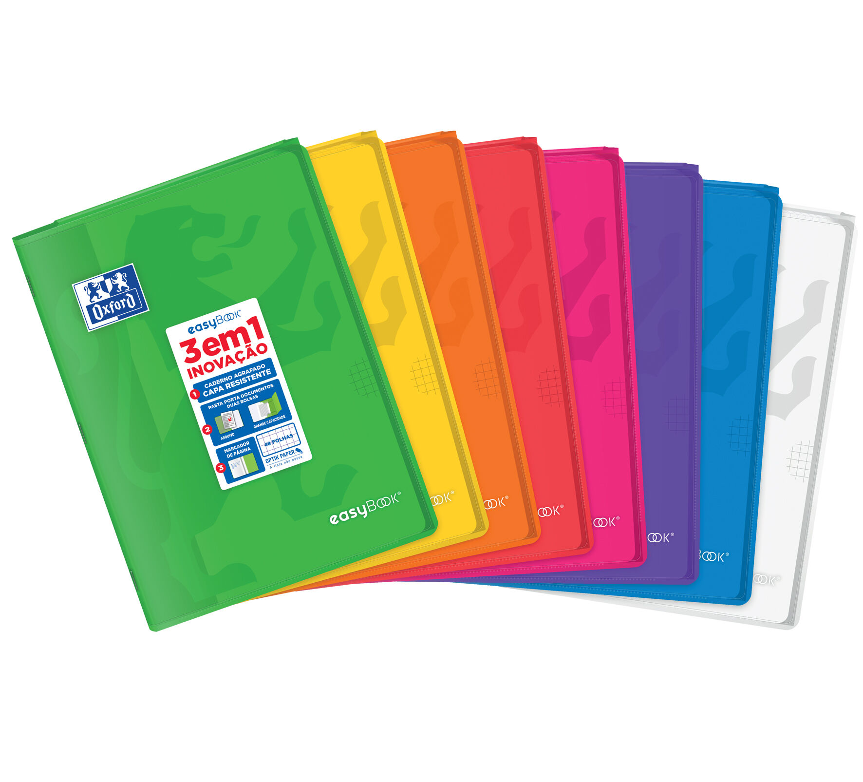 CADERNO AGRAFADO A4 OXFORD EASYBOOK VIVOS QUADRICULADO 48 FOLHAS CORES SORTIDAS image number 1