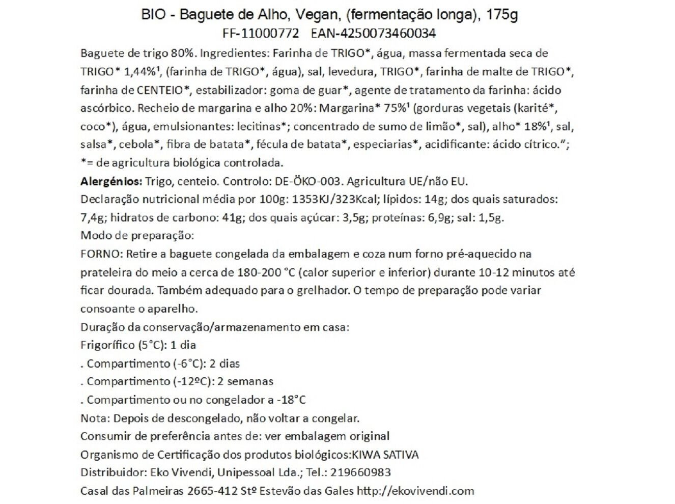 BAGUETE FOLLOWFOOD ALHO BIO 170G image number 1