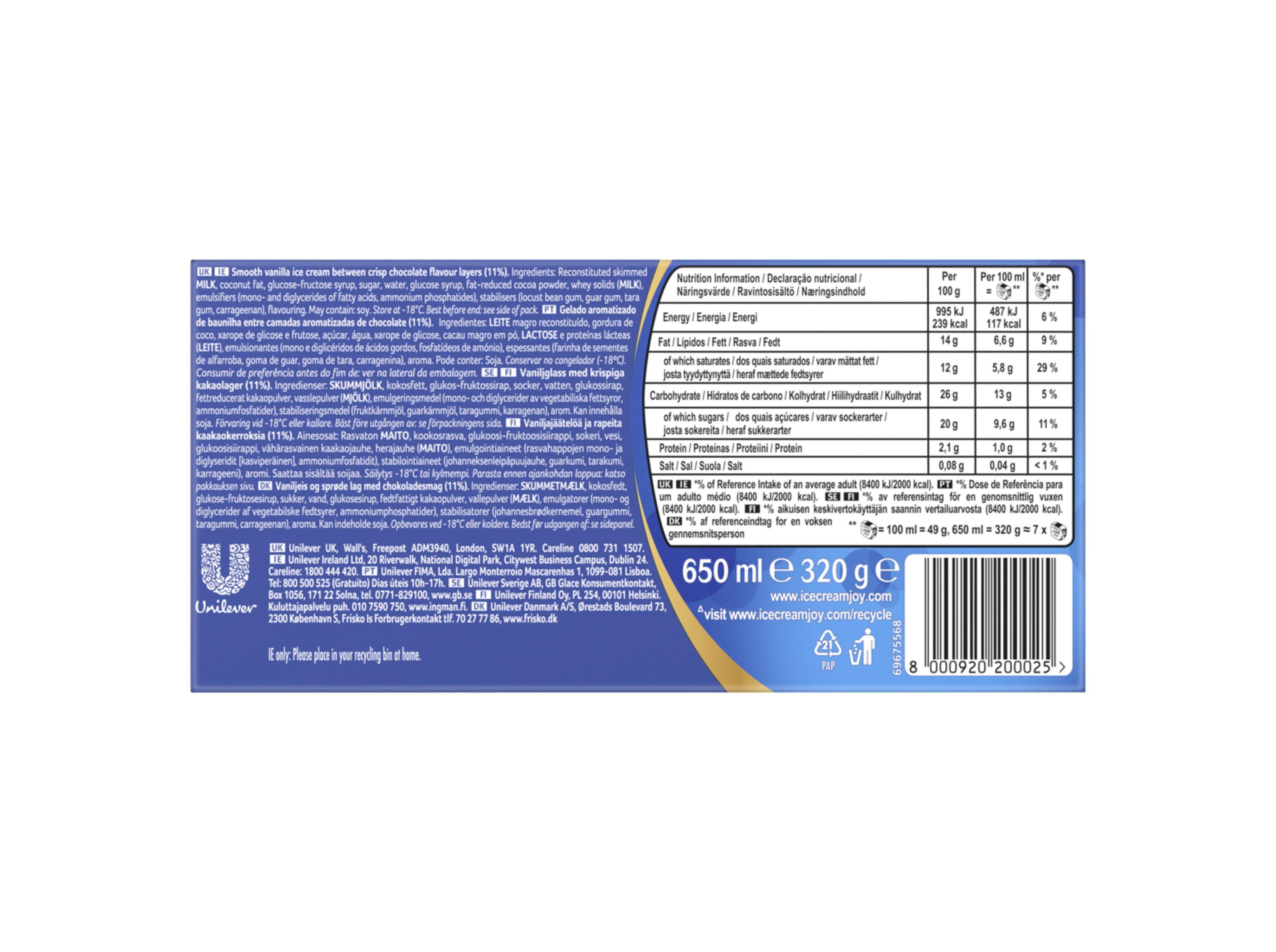 GELADO VIENNETTA BAUNILHA 650ML image number 2