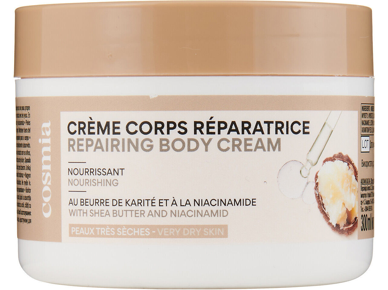 CREME CORPO REPARADOR COSMIA MANTEIGA DE KARIT&Eacute; + NIACINAMIDA 300ML
