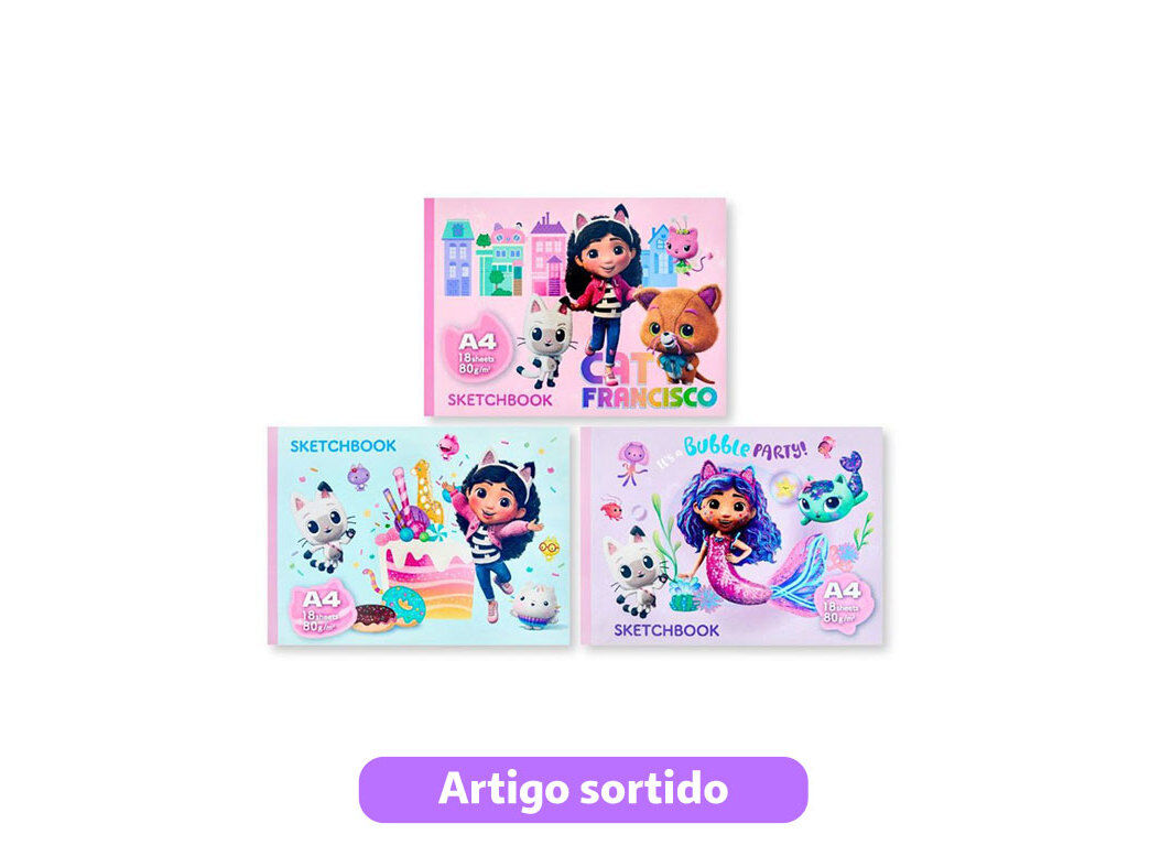 BLOCO DE DESENHO GABBY'S DOLLHOUSE MODELOS SORTIDOS