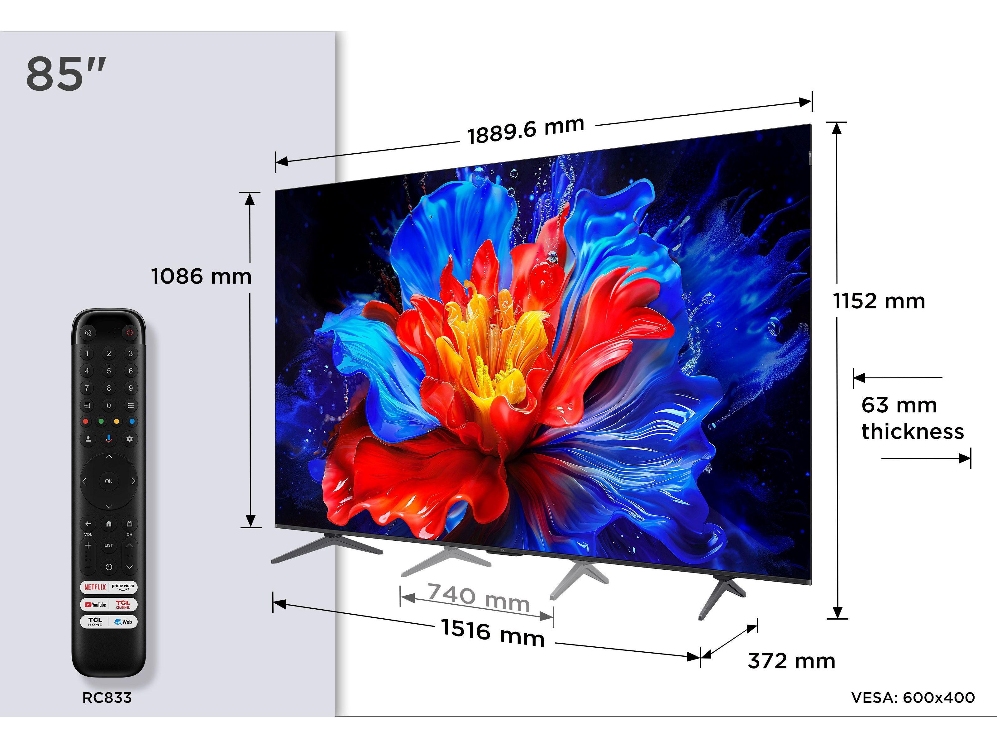 TV QLED TCL 85P8K 85'' 4K SMART GOOGLE image number 6