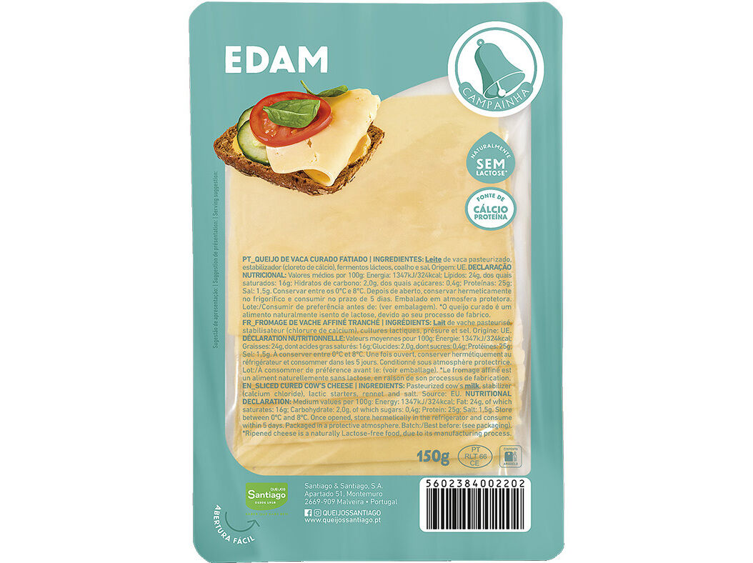 QUEIJO CAMPAINHA EDAM FATIADO 150G image number 0