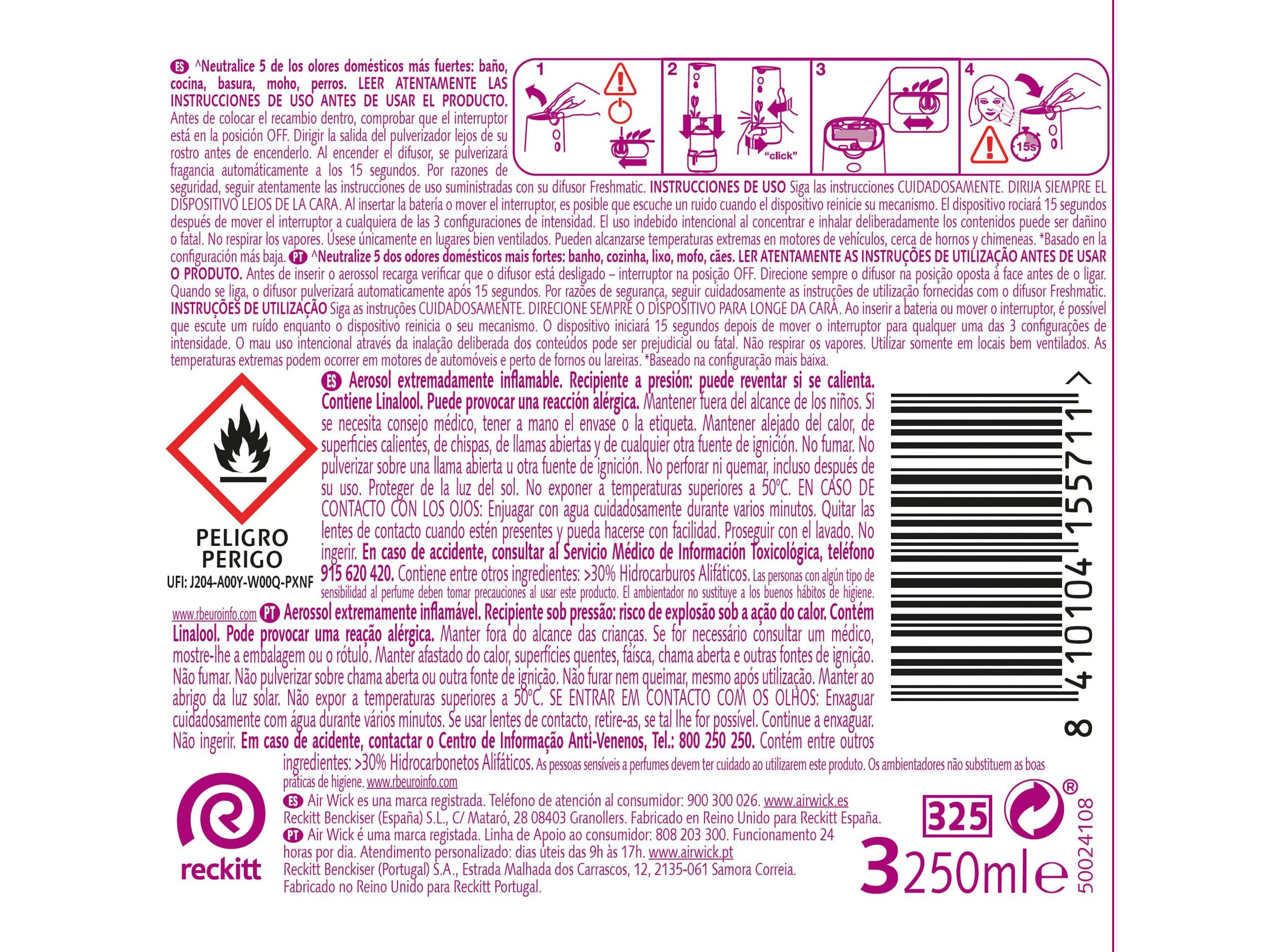 AMBIENTADOR AIR WICK RECARGA FRESHMATIC SATIN&MOON 250ML image number 1