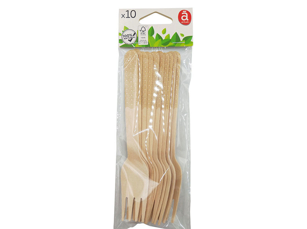 GARFO DECORADO ACTUEL EM MADEIRA PACK 10 UNIDADES