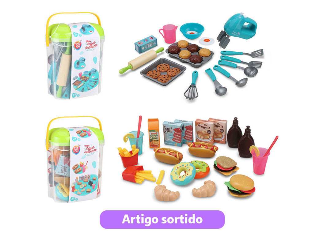 CESTO COM ALIMENTOS ONE TWO FUN 27 PE&Ccedil;AS MODELOS SORTIDOS