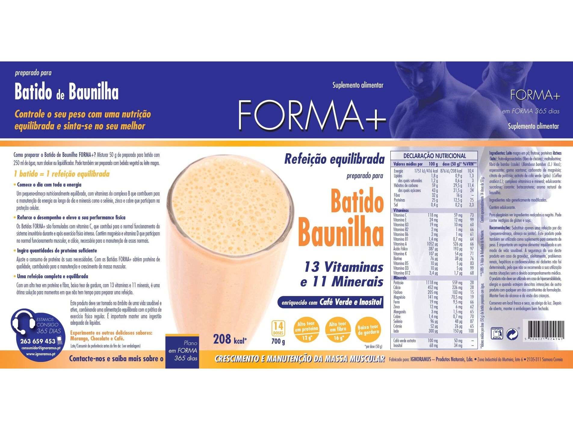 BATIDO FORMA + BAUNILHA COM CLA 700G image number 1