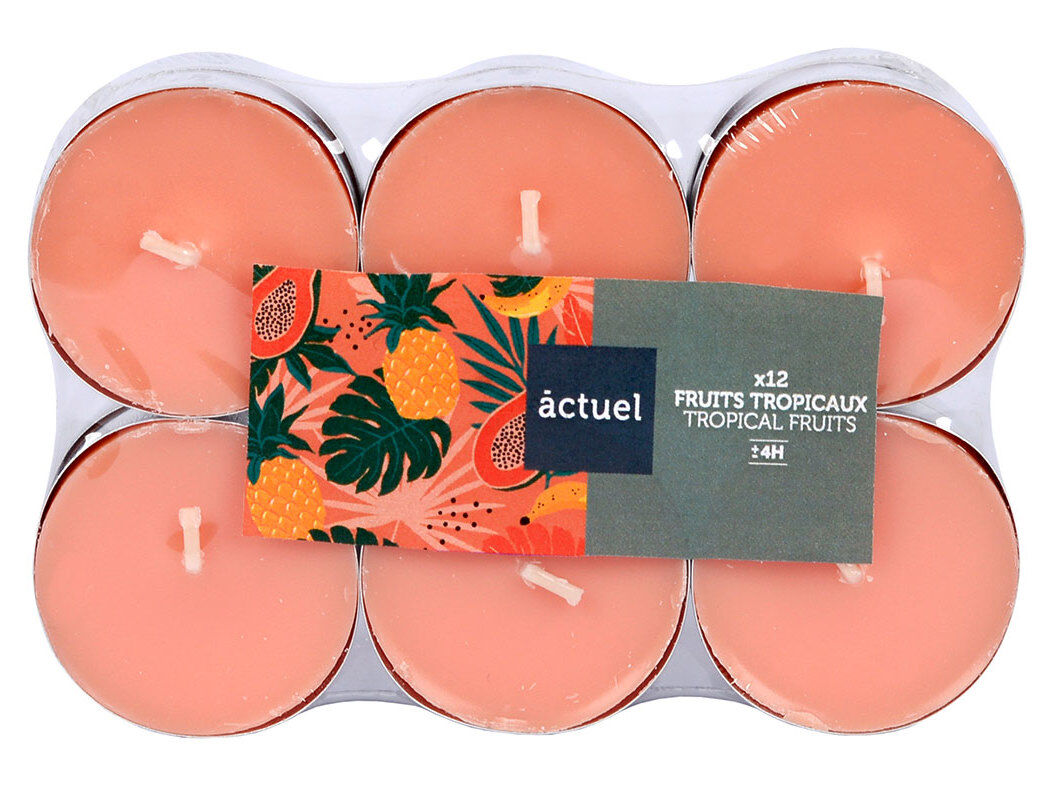 TEALIGHTS AROM&Aacute;TICO ACTUEL FRUTOS TROPICAIS PACK 12 UNIDADES