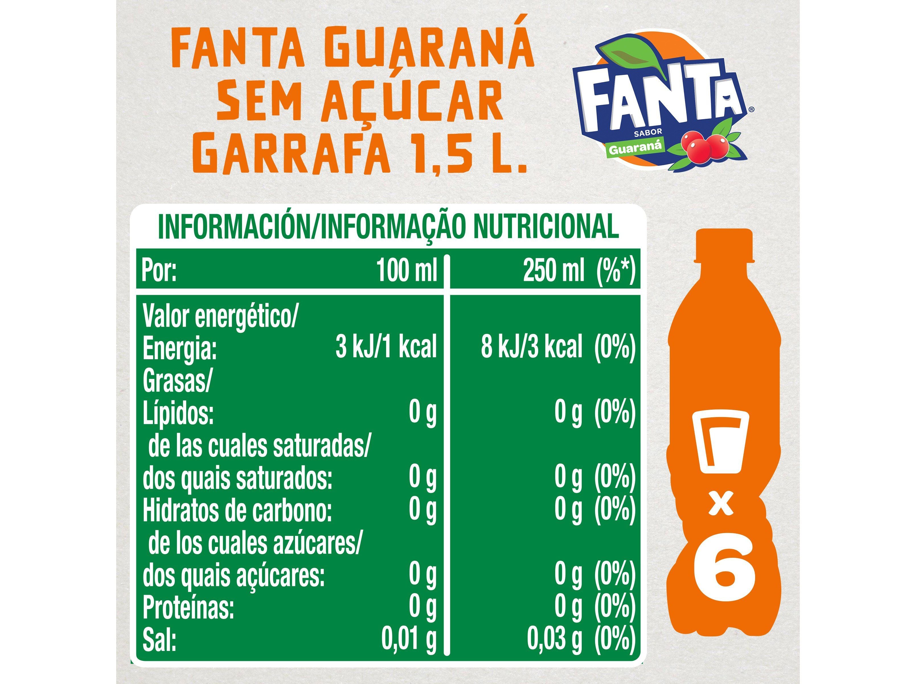 REFRIGERANTE C/G&Aacute;S FANTA ZERO GUARAN&Aacute; 1.5L+0.5L GR&Aacute;TIS (SDR) image number 1