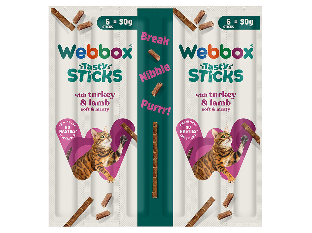 SNACKS PARA GATO NATURAL WEBBOX STICKS PERU+BORREGO 6 UNIDADES image number 0
