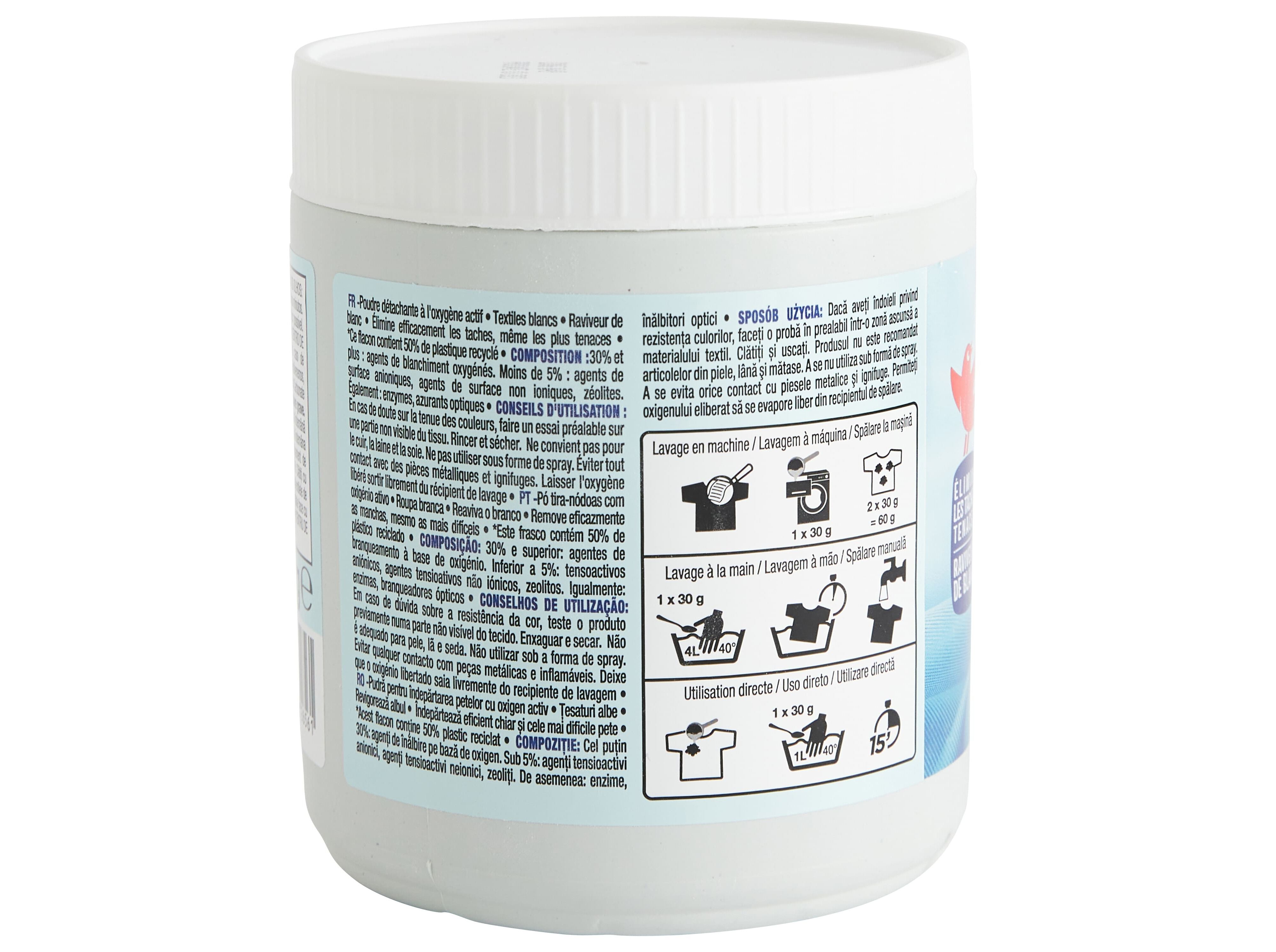 TIRA N&Oacute;DOAS ROUPA AUCHAN P&Oacute; OXI ACTIVE BRANCO 500G image number 2