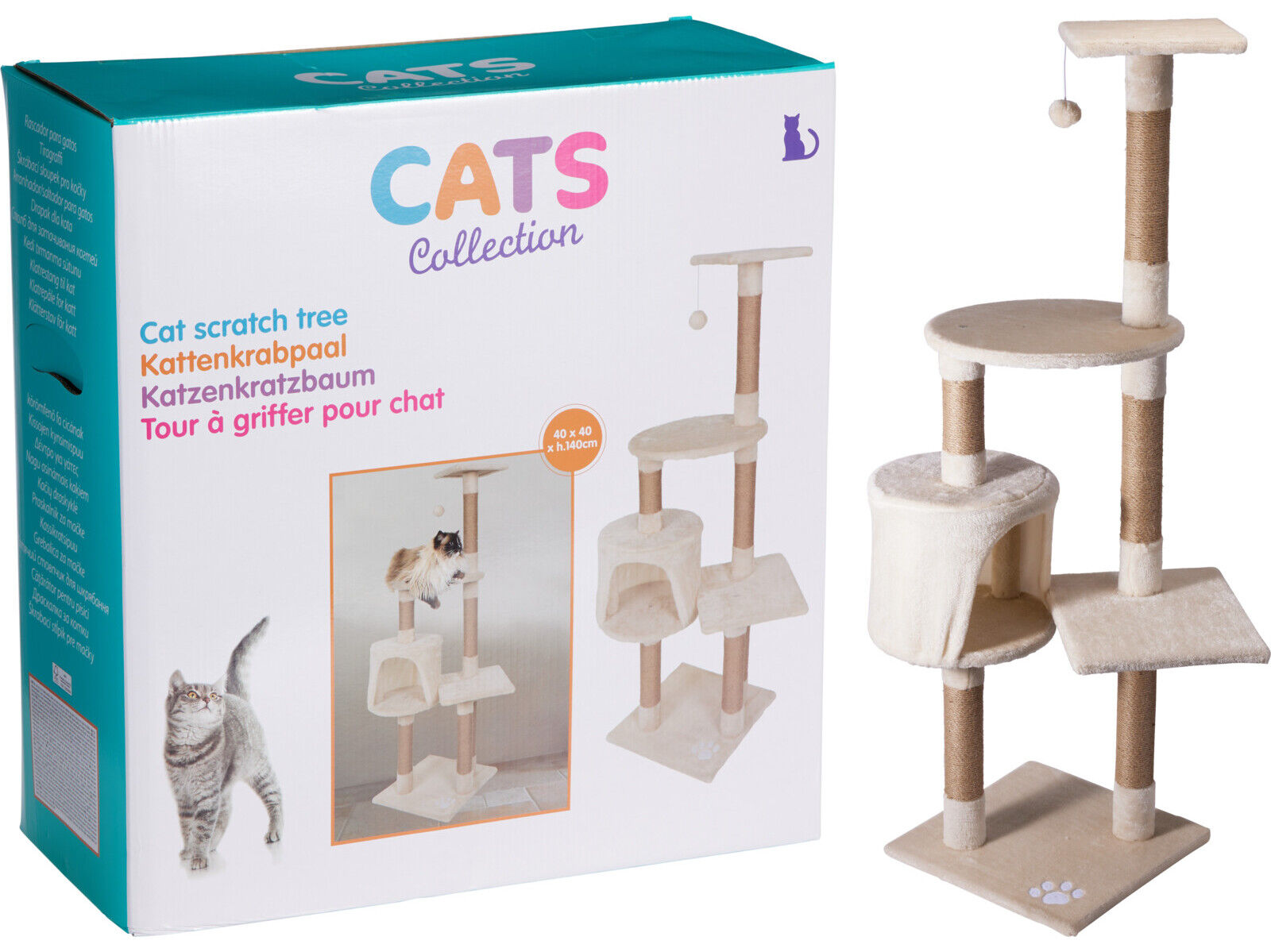 GIN&Aacute;SIO PARA GATO CATS COLLECTION COM BOLA 40X40X140CM image number 1