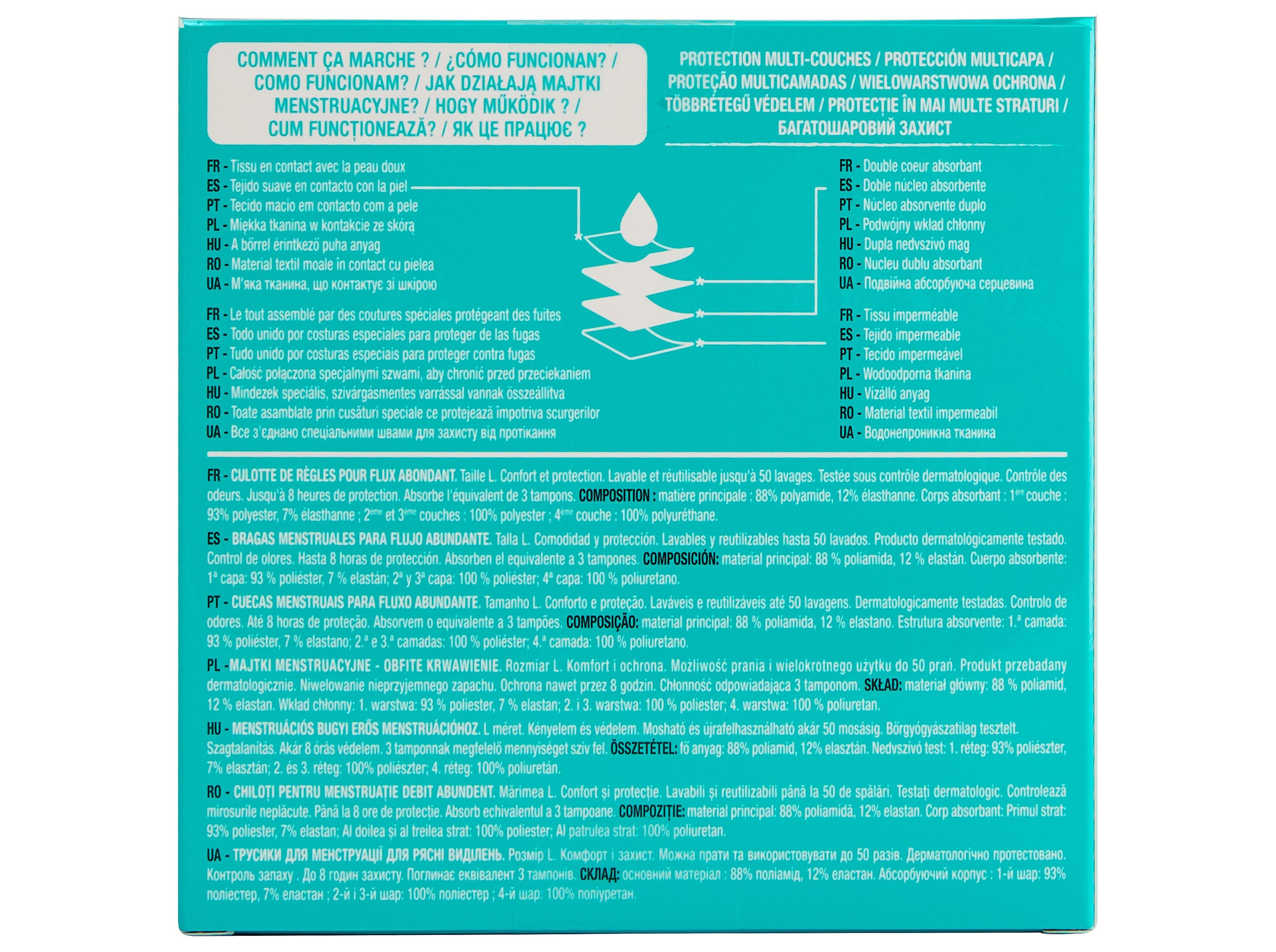 CUECA MENSTRUAL AUCHAN PRETO FLUXO ABUNDANTE L 1 UN image number 2