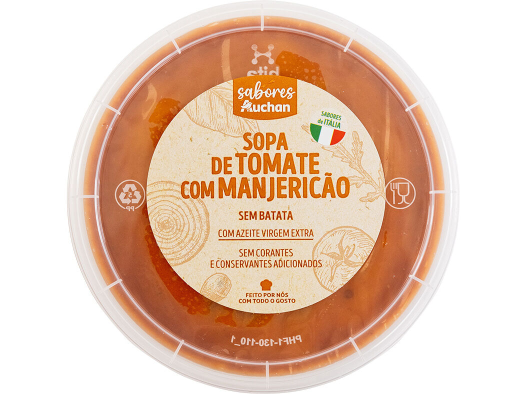 SOPA DE TOMATE E MANJERIC&Atilde;O SABORES AUCHAN SEM BATATA 400 G image number 1