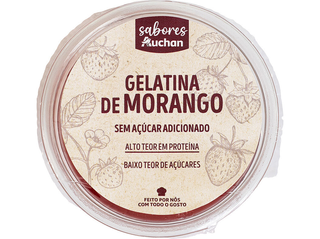 GELATINA MORANGO SEM A&Ccedil;&Uacute;CAR ADICIONADO SABORES AUCHAN150 G image number 1