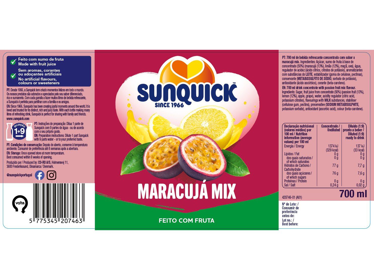 CONCENTRADO SUNQUICK MARACUJ&Aacute; MIX 0.70L (SDR) image number 1