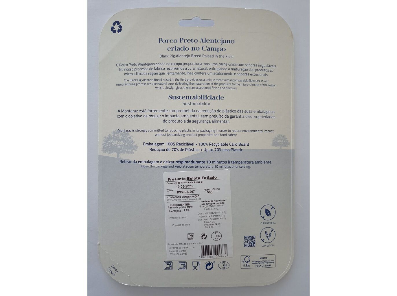 PRESUNTO PORCO PRETO MONTARAZ ALENTEJANO 100% BOLOTA 36M 50G image number 1