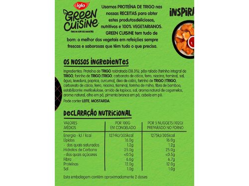 NUGGETS IGLO GREEN CUISINE PROTEINA VEGETAL 11UN 250G image number 1