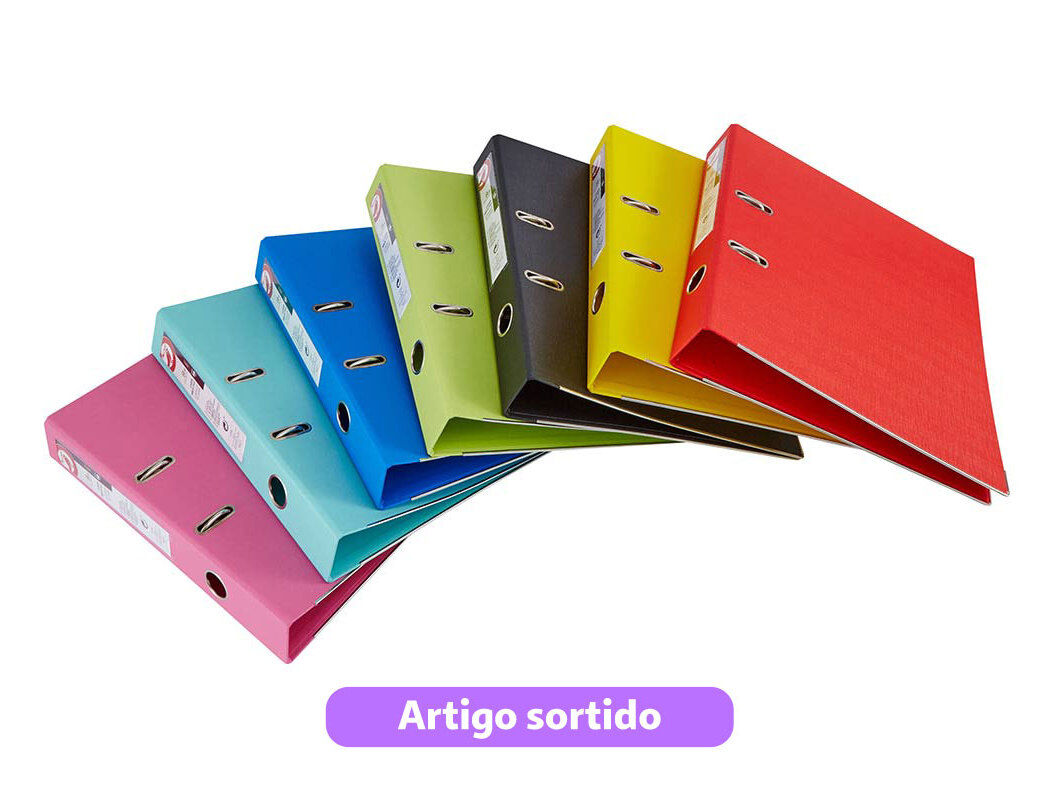 PASTA ARQUIVO A4 AUCHAN PLASTIFICADA LOMBADA 30MM CORES SORTIDAS