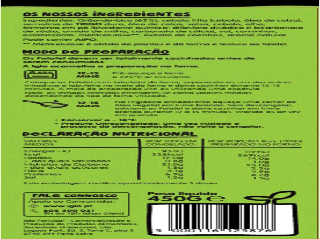 FALAFEL IGLO GREEN CUISINE 450G image number 1