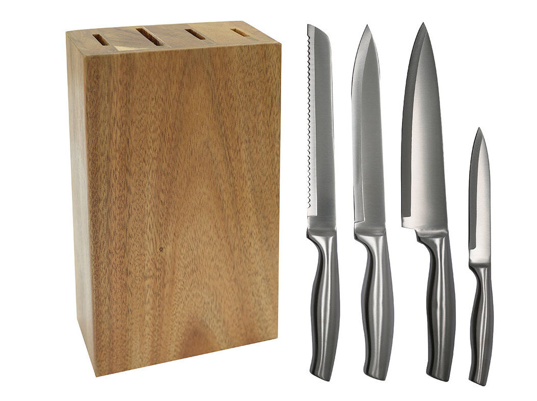 BLOCO DE MADEIRA ACTUEL COM 4 FACAS INOX image number 0