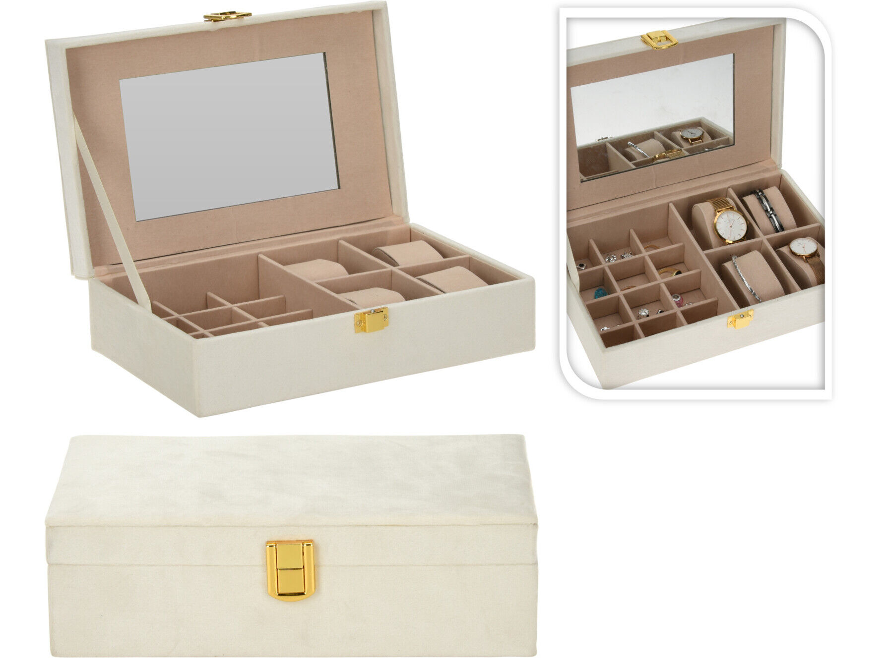 PORTA JOIAS BRANCO 25X16X7CM image number 1