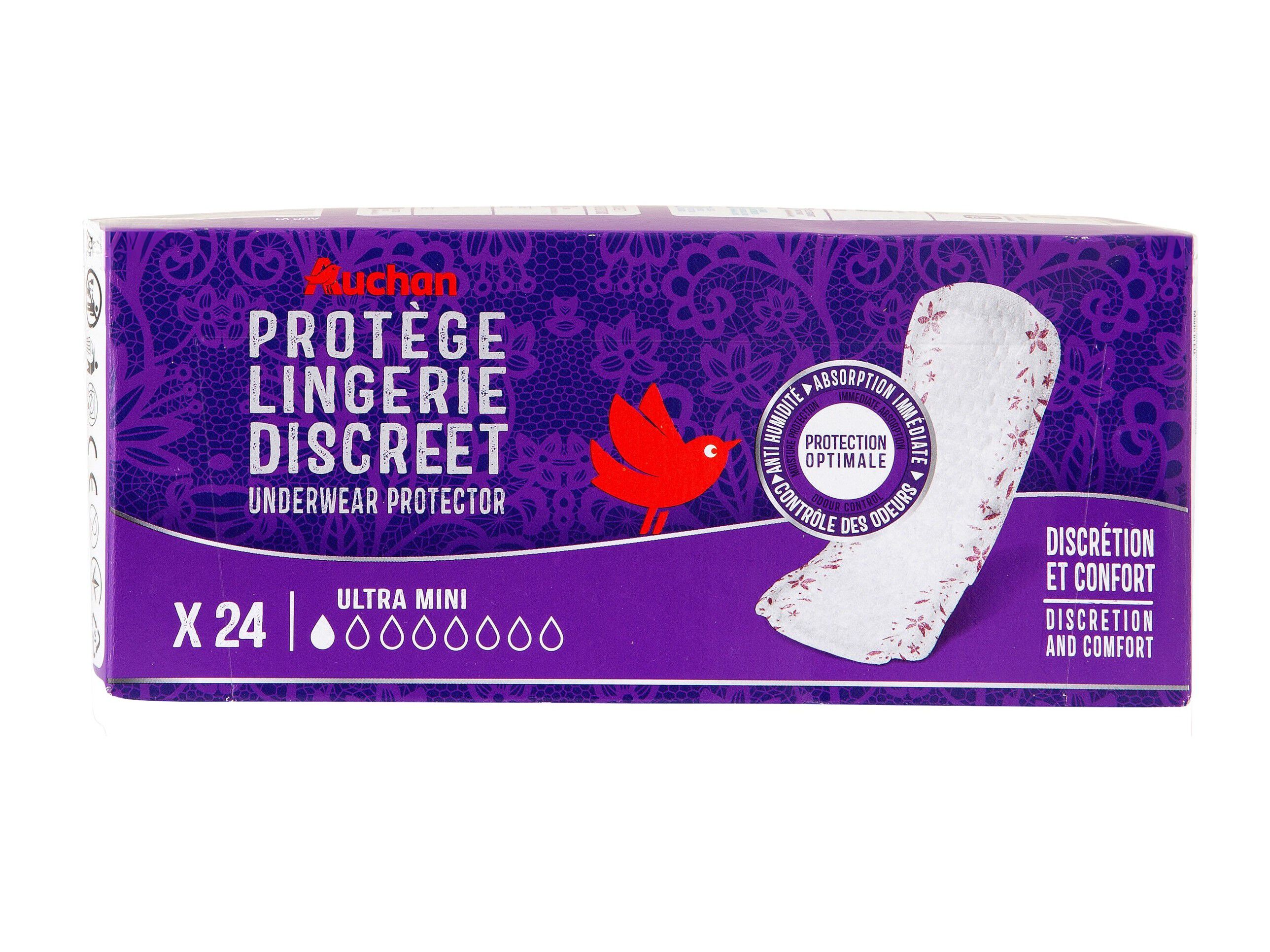 PENSOS INCONTIN&Ecirc;NCIA AUCHAN DISCREET ULTRA MINI 24UN image number 0