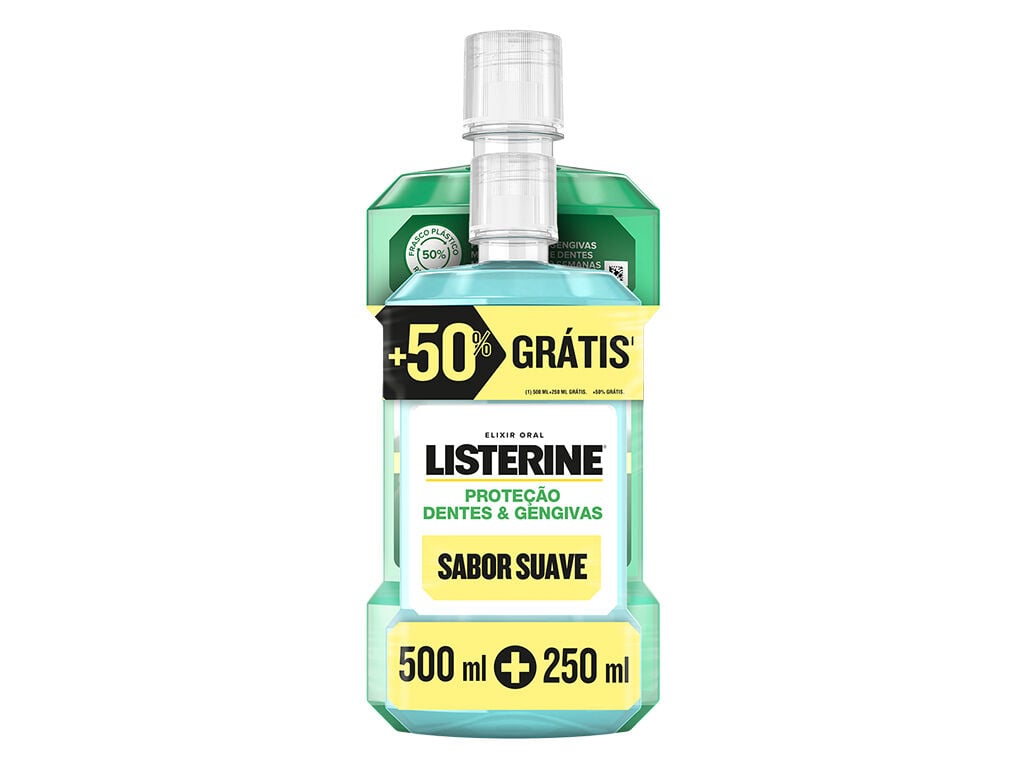ELIXIR LISTERINE DENTES&GEGIVAS SUAVE 500+250ML
