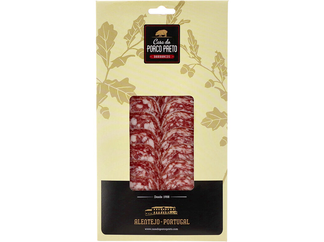 SALSICH&Atilde;O PORCO IB&Eacute;RICO BOLOTA CASA DO PORCO PRETO FATIAS 80G image number 0