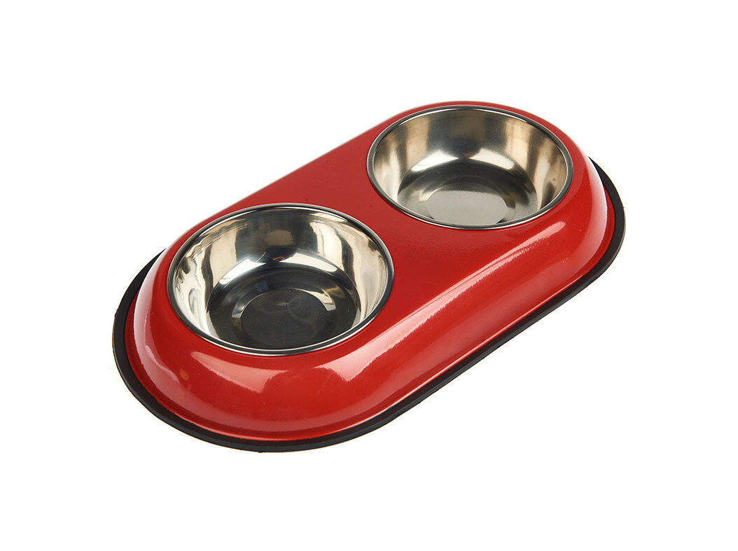 COMEDOURO DUPLO AUCHAN VERMELHO ANTI-DESLIZANTE