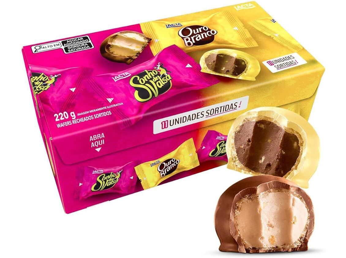 BOMBOM LACTA SONHO VALSA E OURO BRANCO 220G