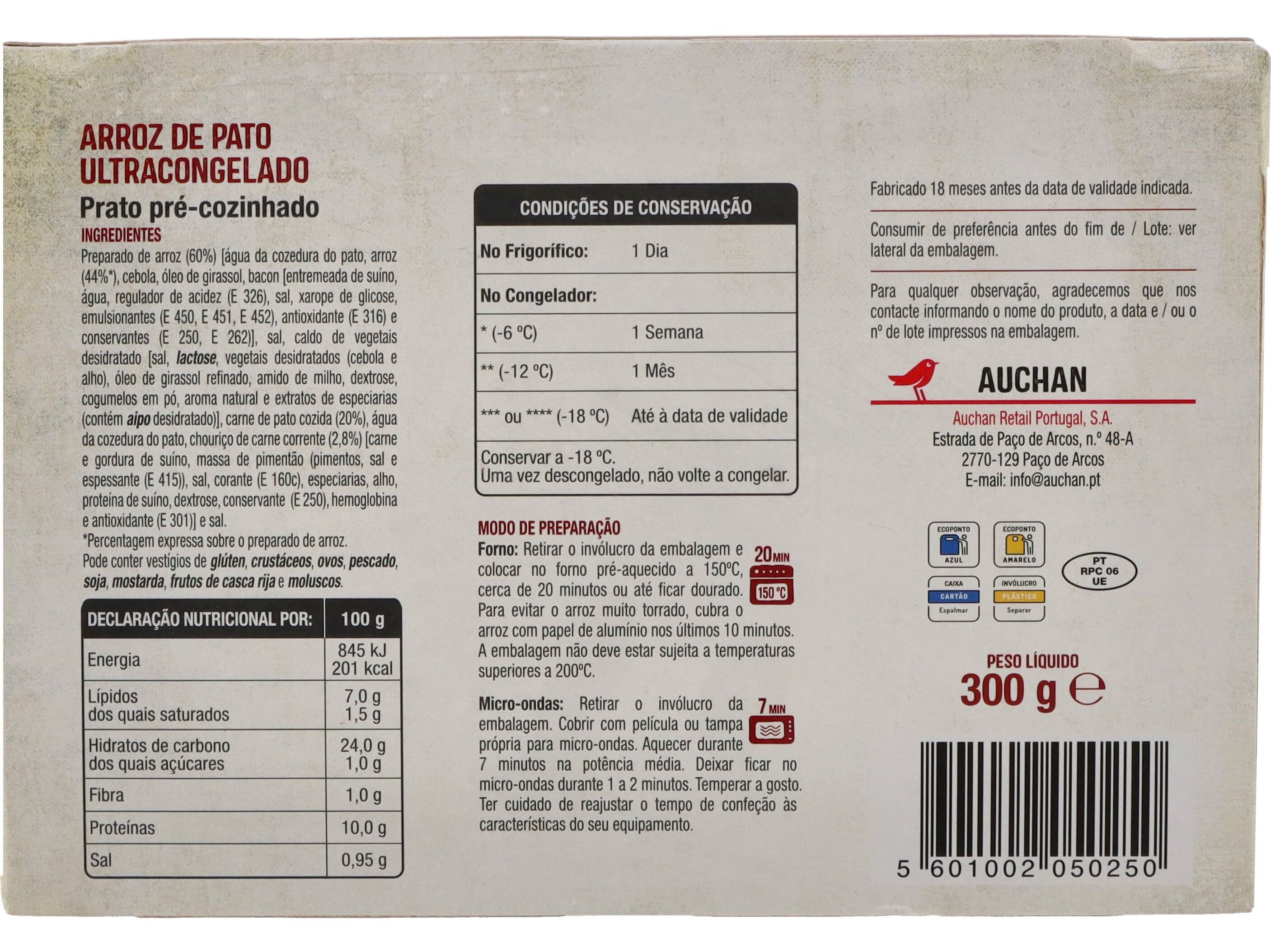 ARROZ DE PATO AUCHAN ULTRACONGELADO 300G image number 1
