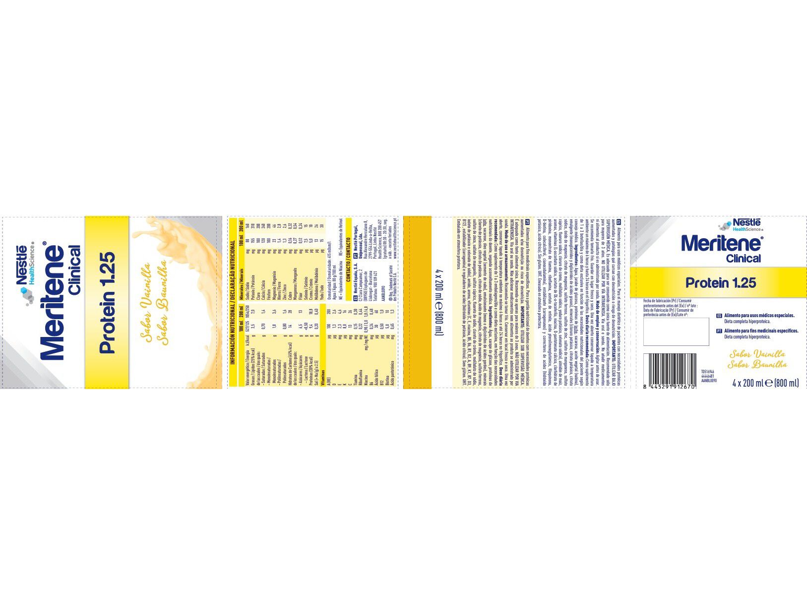 SUPLEMENTO MERITENE PROTEIN BAUNILHA 1.25 4X200ML image number 1