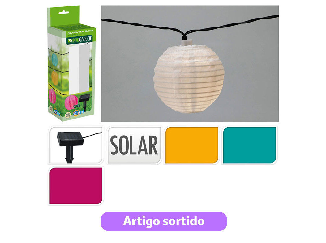 CONJUNTO MINI LANTERNAS PROGARDEN 10 PE&Ccedil;AS CORES SORTIDAS