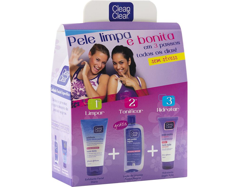 CREME CLEAN & CLEAR ROSTO 3 PASSOS