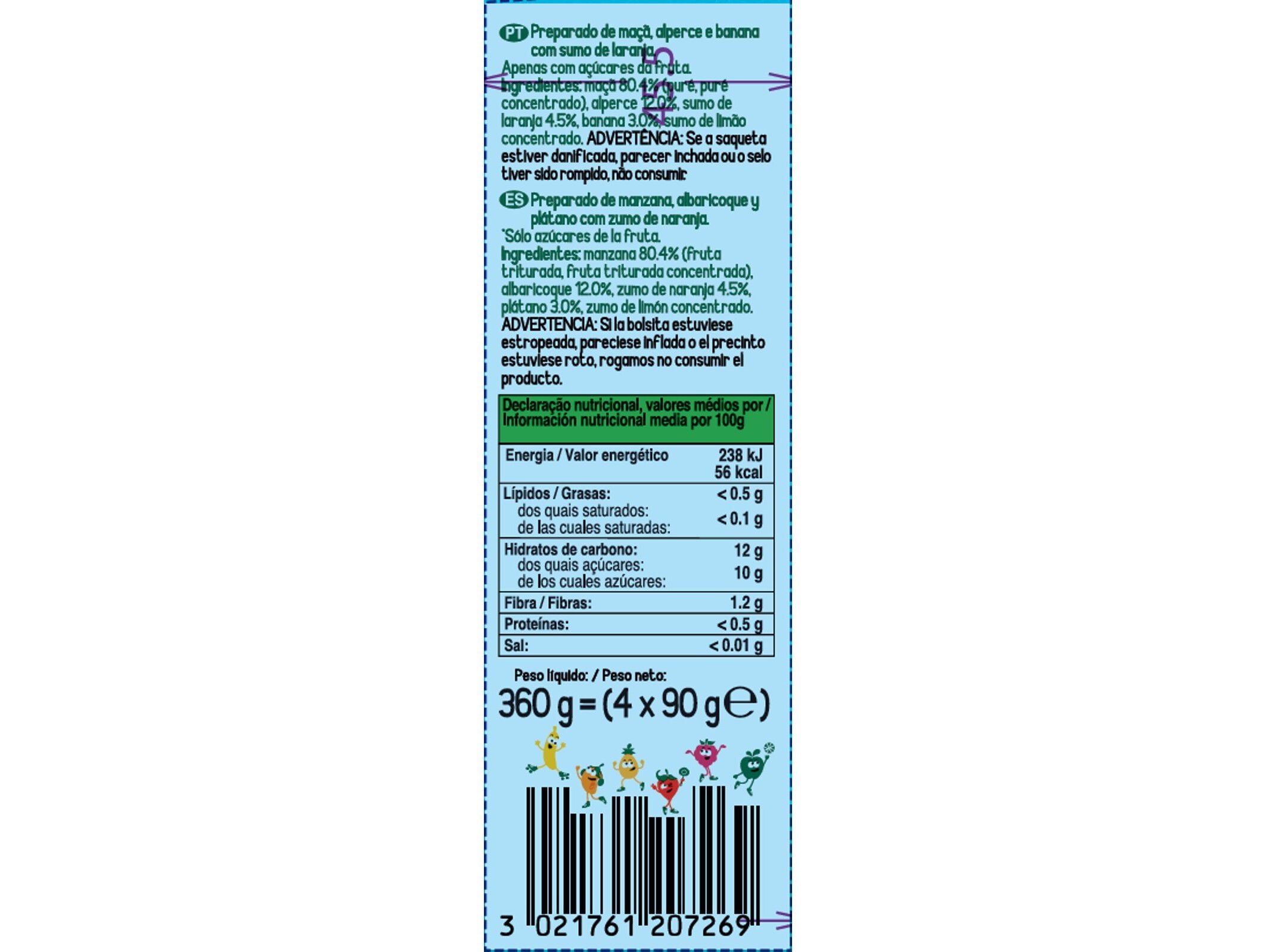 SAQUETAS FRUTA GO GO SQUEEZ MULTIFRUTOS 4X90G image number 1