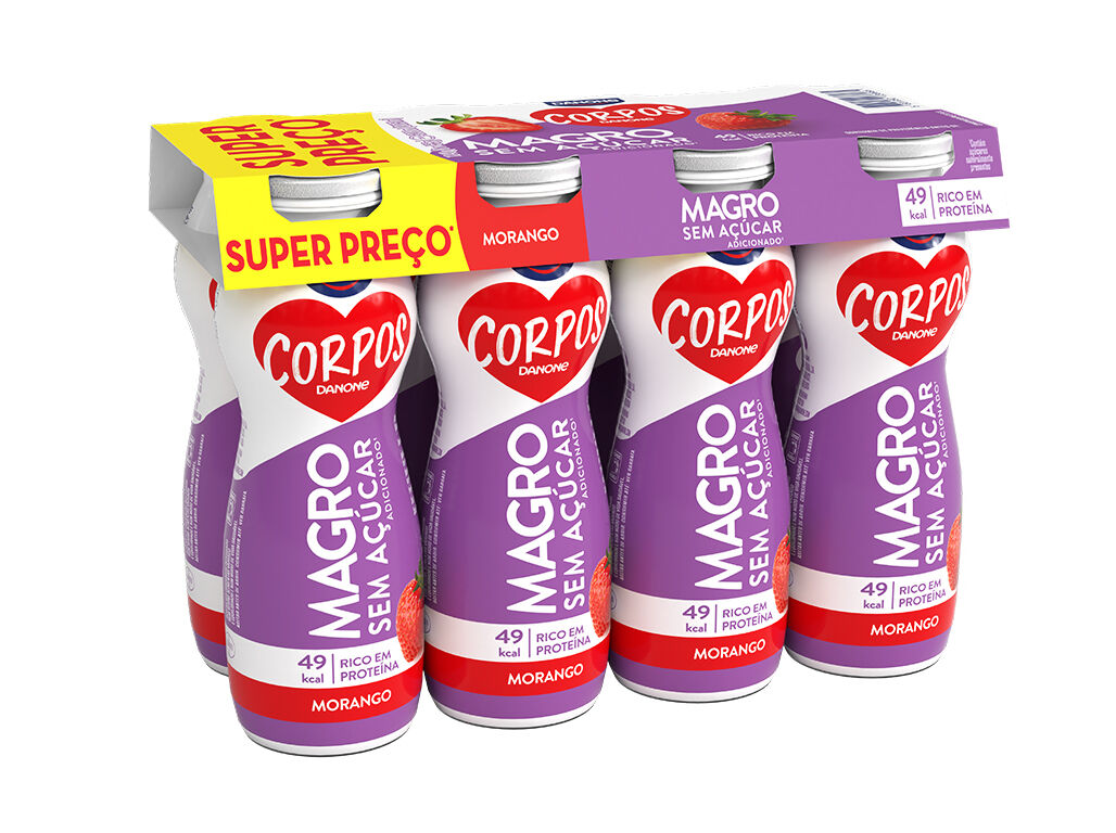 IOGURTE CORPOS DANONE MAGRO MORANGO PACK PROMOCIONAL 8X155G