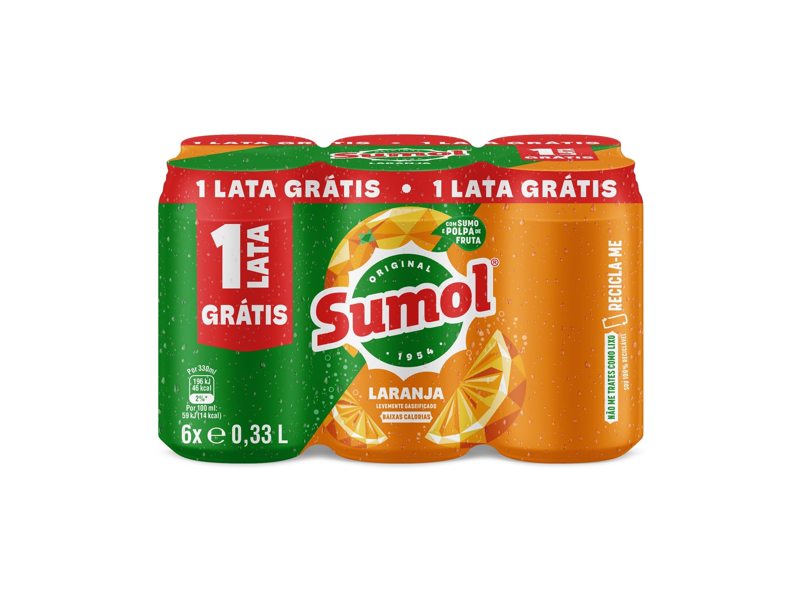REFRIGERANTE COM G&Aacute;S SUMOL LARANJA LATA 6X0.33L (SDR) image number 1