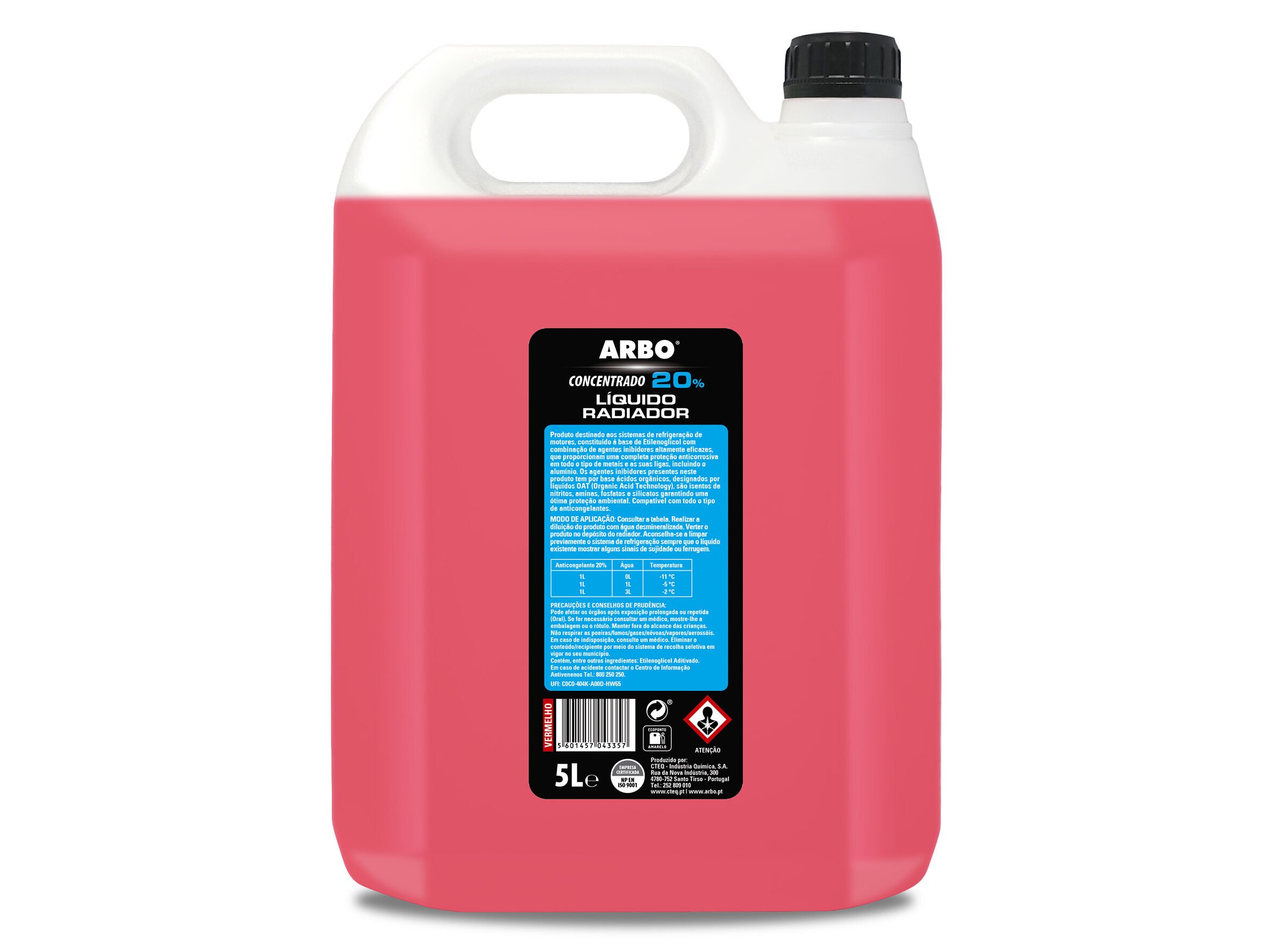 ANTICONGELANTE ARBO 20% VERMELHO 5LT image number 1