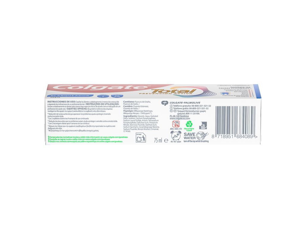 PASTA DE DENTES PROTE&Ccedil;&Atilde;O TOTAL BRANQUEADORA COLGATE 75ML image number 2