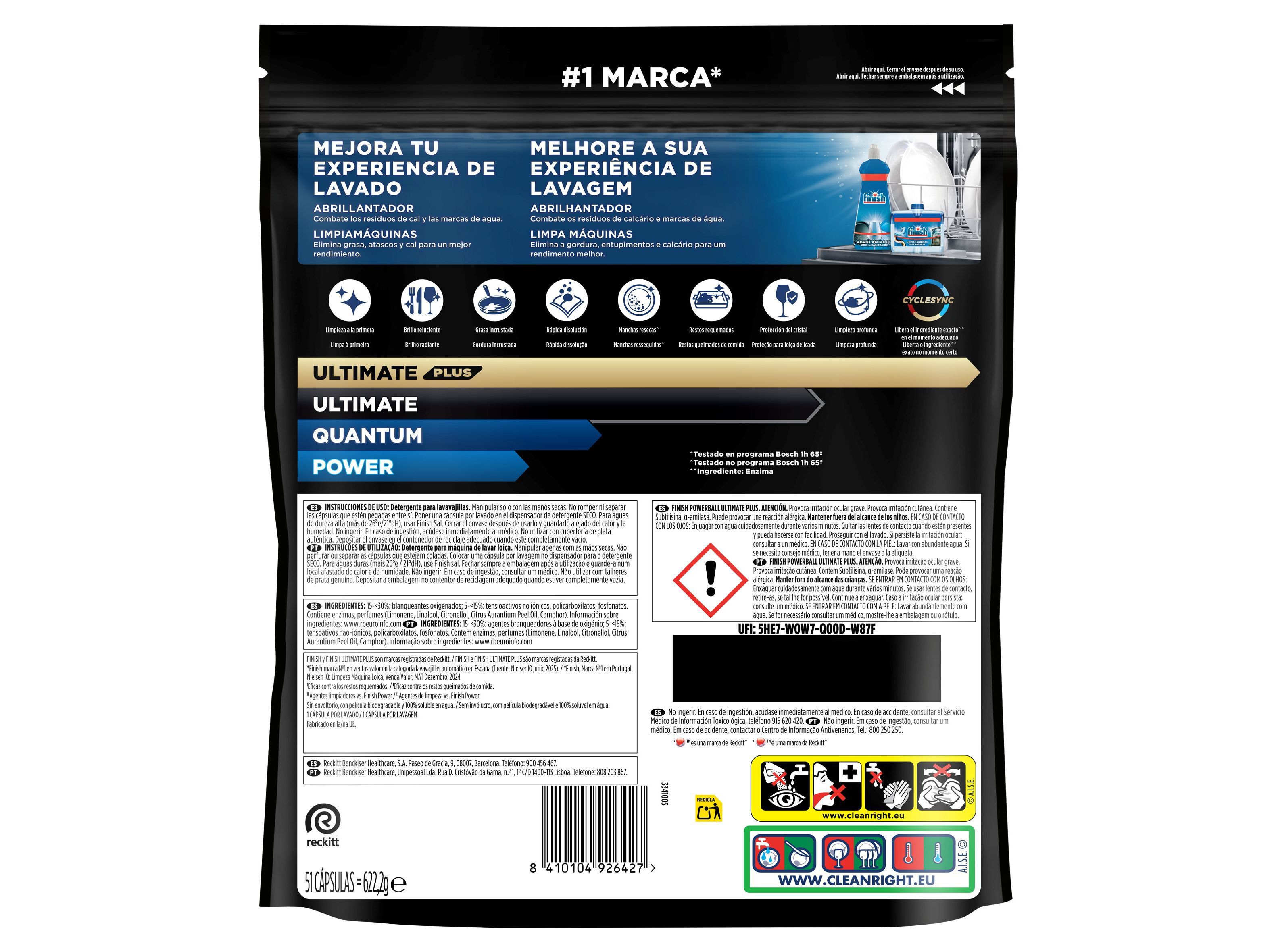 DETERGENTE LOI&Ccedil;A M&Aacute;QUINA FINISH C&Aacute;PSULAS ULTIMATE PLUS 51P image number 1