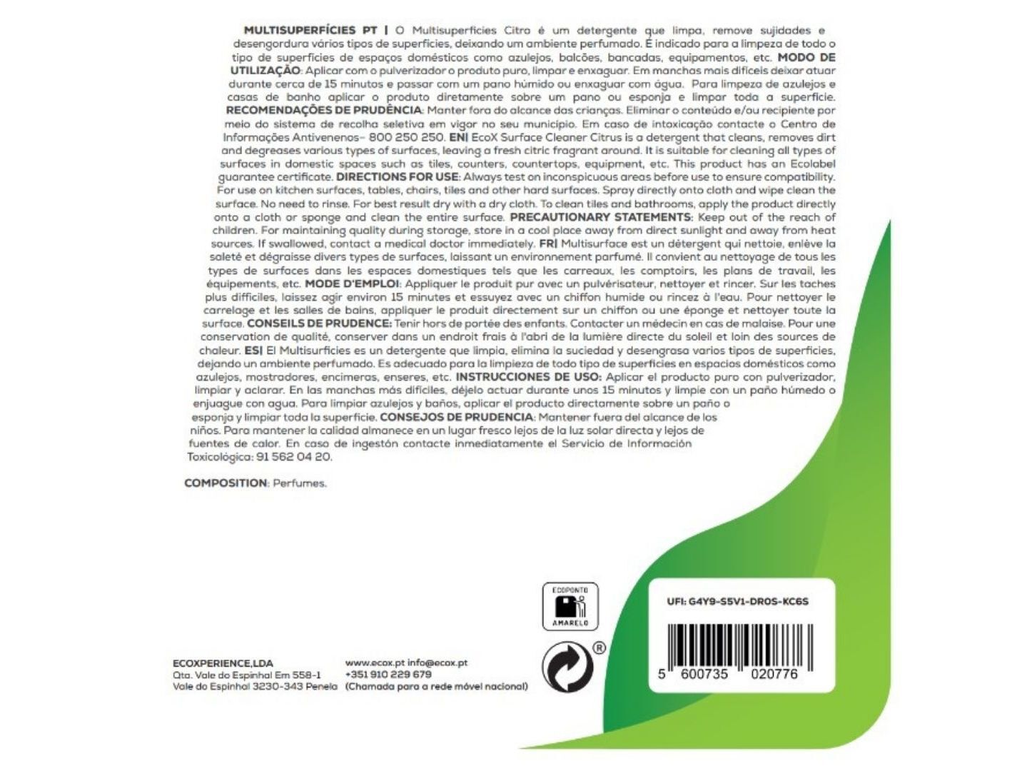 LIMPEZA MULTISUPERFICIES ECOX 850 ML image number 1